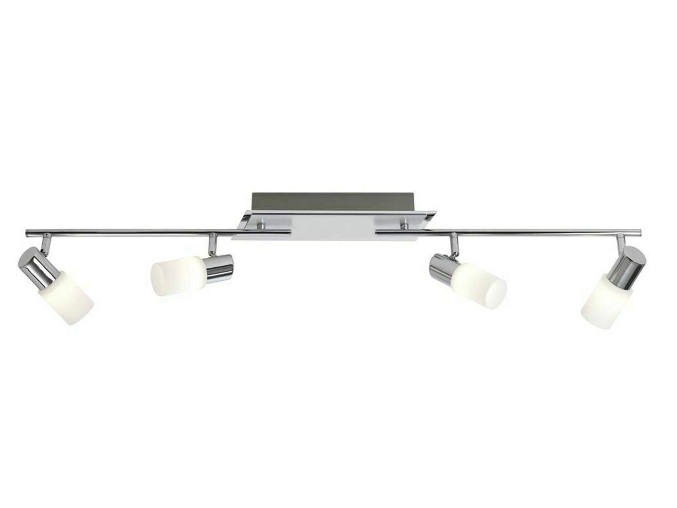 Trio Leuchten Lampada A Barra Con 4 Spot, 100 Cm, Alluminio Trio 821410405 Clapton Faretto LED, 4x4.5 Watt, Cromo/Bianco Spazzolato, 96.5x8x18.5 cm 5 W, Unica