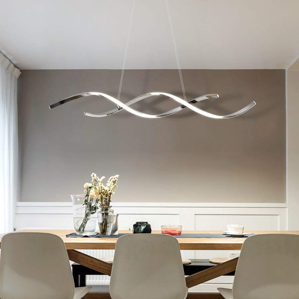 Lampa wisząca LED z możliwością ściemniania za pomocą pilota Kreatywny spiralny aluminiowy żyrandol z regulacją wysokości Nowoczesny stół do jadalni Lampa wisząca Jadalnia Kawiarnia Wystrój