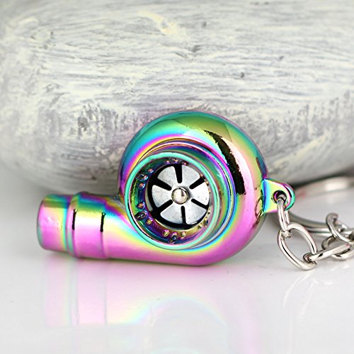 Image of maycom Creative Spinning New Charming Polished Black Turbo Turbocharger Keychain Key Chain Ring Keyring Keyfob,make Whistle Sound