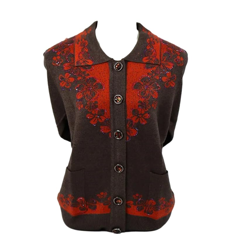 ORDOBO Strickjacke Für Damen - Mittleren Alters Ältere Mutter Gestrickte Mantel Herbst Stickerei Stricken Jacke Tops Einfache Casual Oberbekleidung 6XL Plus Größe