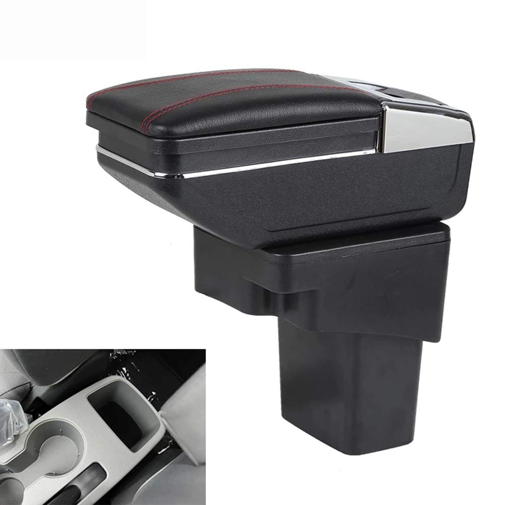 Dual Layer Armrest Pu Leather Centre Console Storage Box With Ashtray Cup Holder For Hyundai Accent RB Solaris/Verna/Grand Avega