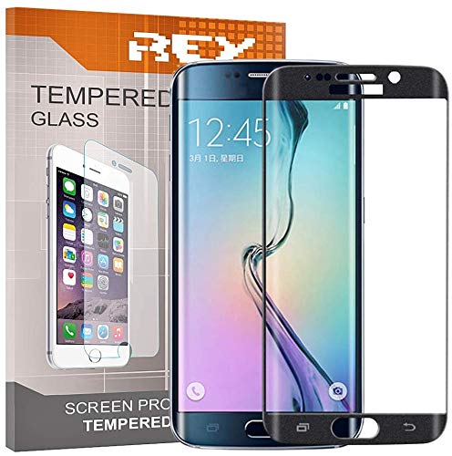REY 2X Protector de Pantalla 3D para Samsung Galaxy S7 Edge, Negro, Protección Completa, 3D / 4D / 5D