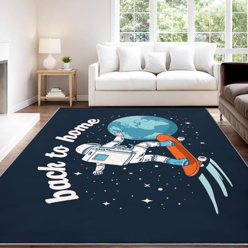 Tapis de salon lavable et antidérapant motif astronaute science-fiction - 3