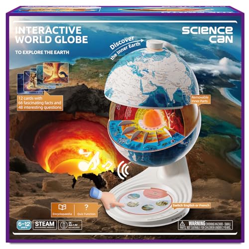 Science Can Openable Globe for Kids, 8 Inch Interactive World Globe Talking...