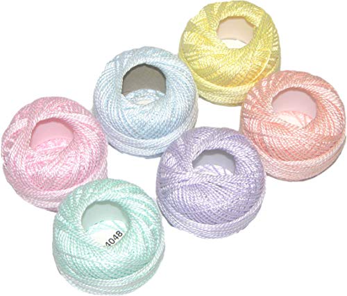 Presencia Pearl Cotton Hilo Tamaño 12 Pack de Colores Pastel 6 Bolas miniatura 1