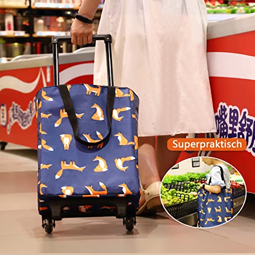 ROEWIAM Einkaufstrolley Einkaufstrolley mit 4 Rädern Zusammenklappbarer Einkaufswagen mit großer Tasche 20kg, 21L… – Bild 3