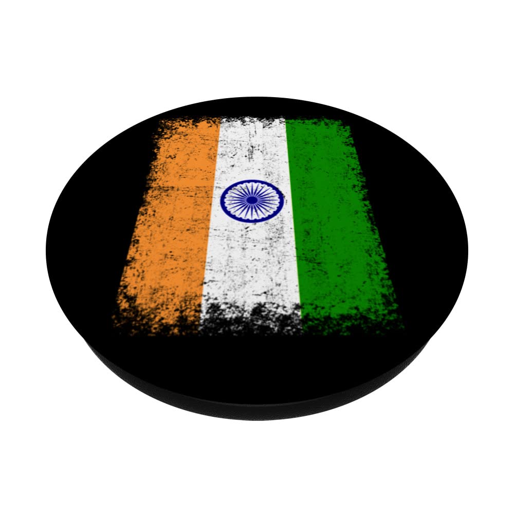 India Flag India Gifts Love India PopSockets Swappable PopGrip, Black - Image 2
