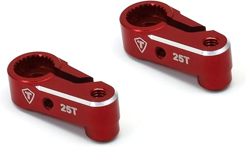 TREAL Aluminio 7075 Servo Cuerno 25T Dirección Servo Brazo (2pcs) Compatible con 118 TRX4M (Rojo)