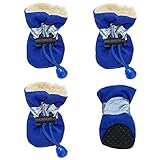 Wylux(TM) 4pcs Waterproof Winter Pet Dog Shoes Anti-Slip Rain Snow Boots Footwear Thick Warm for Small Cats Dogs Puppy Dog Socks Booties [ Blue - L ]