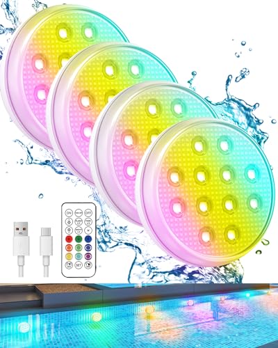 Ueyake Pool Lights, Rechargeable Submersible LED...