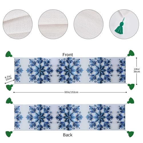 Chemin de table imprimé bleu flocon de neige lavable protégeant votre table basse - 5