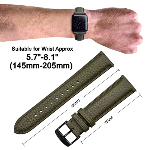 Image of ANNEFIT Watch Band 18mm, Quick Release Textured Padded Leather Straps with Black Buckle for Men and Women (Army Green)