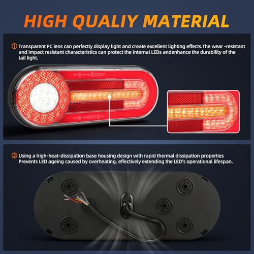 Feux arrière LED pour remorque 12V 24V IP67 étanches avec 5 fonctions - 4