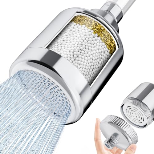 Image of SR SUN RISE 2-in-1 Filtered Shower Head for Hard Water, High Pressure | 20-stage filtration; chrome finish; fixed or inline setup; 360 swivel; includes 1.75 and 2.5 GPM restrictors