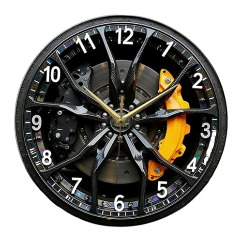 Image of Sharplace Wall Clock 2D Modern Stylish Silent Quartz Movement Decorative Clocks Creative Stereoscopic Wheel Hub Shape Clock for Any Room in House, Office, School, Classroom, Bedroom