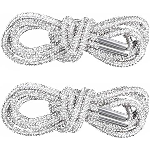 PAGOW 1Pairs Rhinestone Glitter Rope, Crystal Bling Bling Shiny Round Shoe Laces for Sneakers, Drawstring Cords Replacement for Sweatpants Shorts Crystal Hoodies (White) Cover