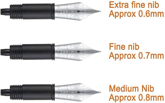 3PCS Hongdian Fountain Pen Silver Nib Set (Extra Fine & Fine & Medium) for 1860 Max, 1837, 660, CA35, WA35, N2, N23 and N8 Replaced #06 Nib Section