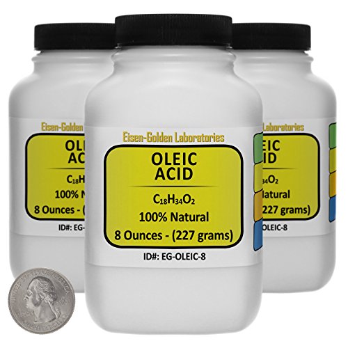 Oleic Acid [C18H34O2] 100% Pure GP Grade Liquid in 24 Oz in Three...