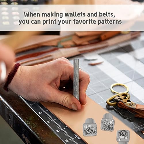 image for QMNNMA Leather Craft Stamping Tools, Leather Stamping Kit with 12 Tang