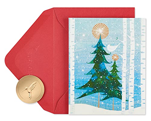 Papyrus Christmas Cards Boxed, Glitter-Free Holiday Snowbird and Tree (20-Count)