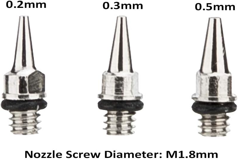 Uouteo Airbrush Trigger Gun Kit: Double Action Airbrush Spray Gun with 0.5mm Needles+0.2mm, 0.3mm, 0.5mm Airbrush Nozzle and Airbrush Needles Replacement Parts