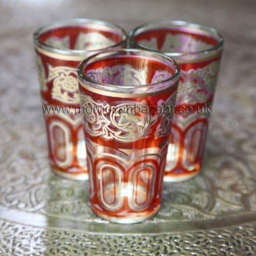 Set of Six Moroccan Tea Glasses Red Amazon.co.uk Home & Kitchen