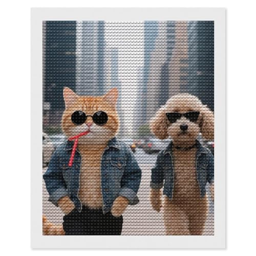 Peinture diamant 5D chat et chien cadeau créatif pour adulte