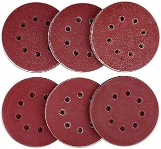 AUSTOR 60 Pieces 8 Holes Sanding Discs, 5 Inch Hook and Loop 40/ 60/ 80/ 120/ 180/ 240 Grit Sandpaper Assortment for Random Orbital Sander