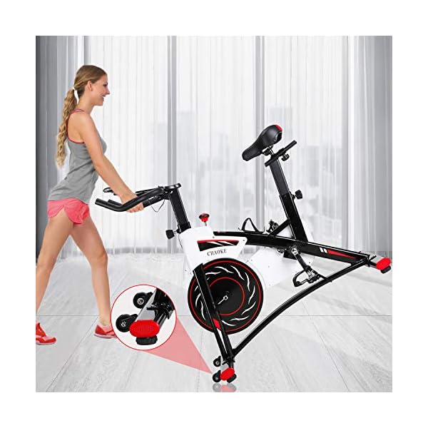 Exercise Bike Stationary, CHAOKE Indoor Cycling Bike with Heavy Flywheel, Comfortable Seat Cushion, Silent Belt Drive, LCD Monitor for Home Gym Cardio Workout Training
