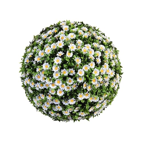 Palla Da Taglio Della Pianta Artificiale Margherita, Palla Di Pianta Artificiale Sospesa, Palla Con Decorazione, Palla Di Pianta Artificiale Interno Ed Esterna, Decorazione Da Giardino Pe(Size:9.84in)