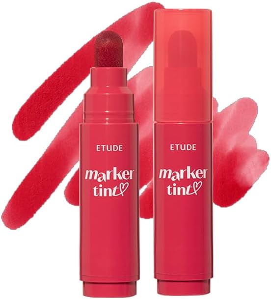 Dear Darling Marker Tint #1 Raspberry Pop (5g) | Hydrating & Long Lasting Lip Stain | High Pigmented Lip Maker with Easy Drawing Tip | Korean Daily Lip Tint, Korean Makeup, Kbeauty