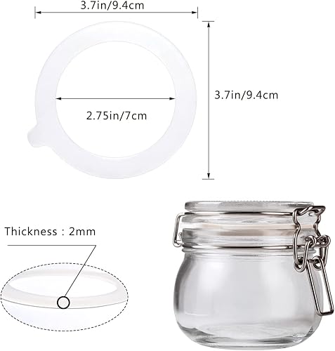 Miniatura 2 de 8 juntas de repuesto de tarro de silicona, anillos de sellado de 3.75 pulgadas para frascos con clip de vidrio, sellos de ajuste de silicona a