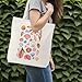 Likjad Colorful Beach Seashell Tote Bag for Women, Preppy Coastal Cowgirl Canvas Tote Bags, Trendy Pink Marine Life Summer Aesthetic Reusable Grocery Shopping Bags