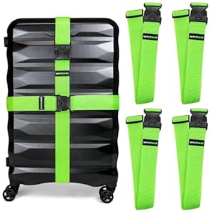 Untethered Luggage Straps | TSA-Approved Suitcase Belts with Heavy-Duty Buckles. Secure Adjustable Travel Accessories for Checked Bags. 4-Pack