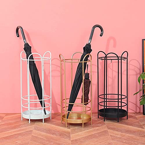 Soporte para Paraguas de Metal Resistente con Ganchos y Diseño Redondo 8