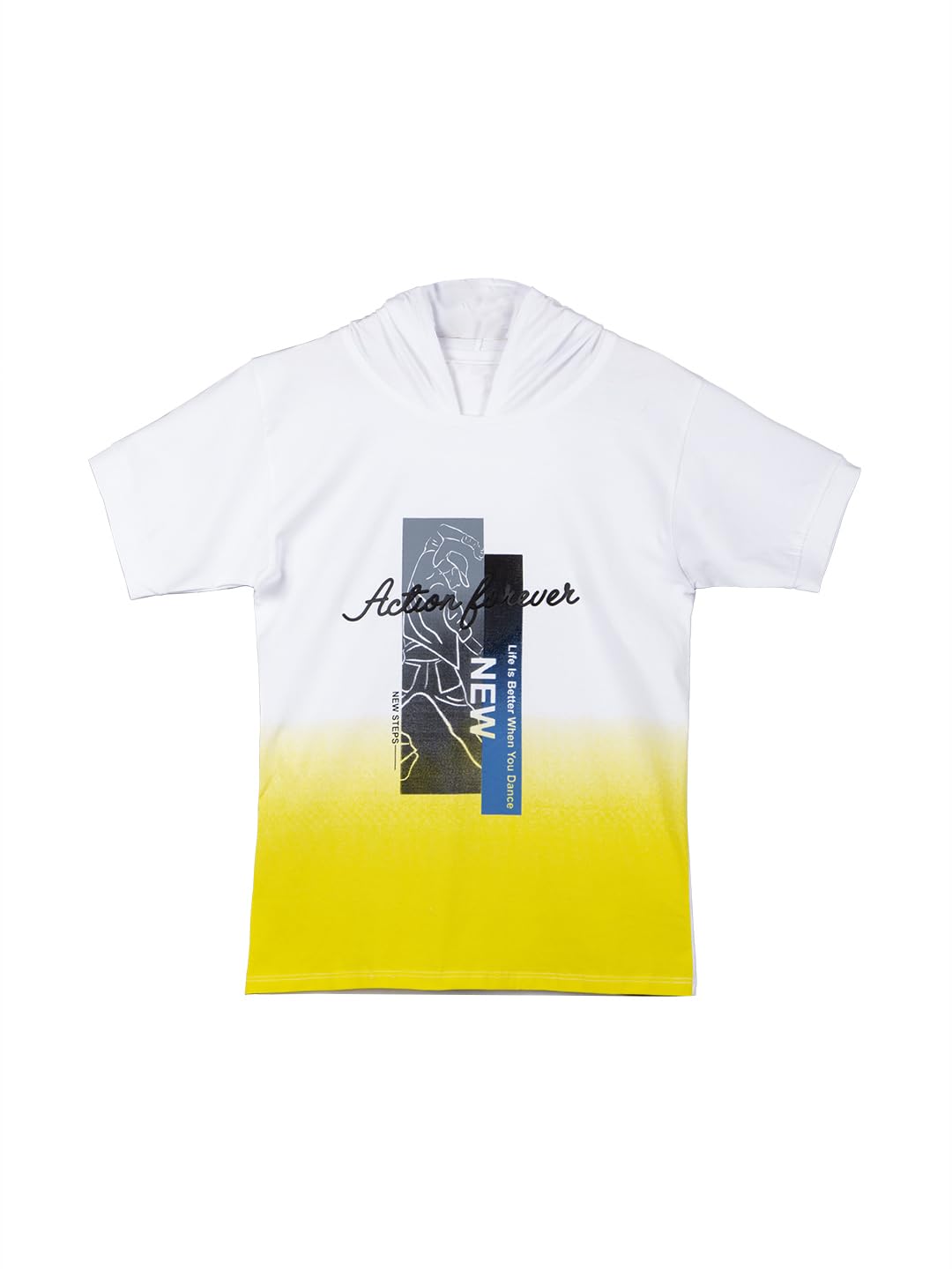 Naughty Ninos Weißes Baumwoll-T-Shirt mit Kapuze für Jungen von 5 bis 14 Jahren