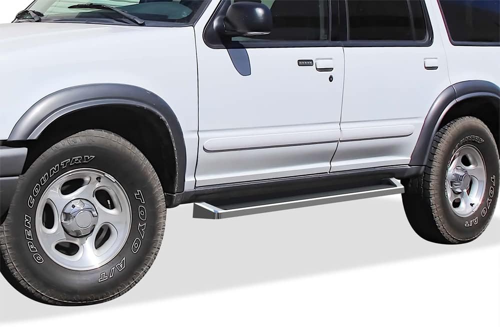 APS Running Boards (Nerf Bars Side Steps) Compatible with Ford Explorer 1995-2001 4-Door (Exclude 02 Body Style and All Sport Trim Will Not Fit with Mud Flaps) (Silver Running Board Style)