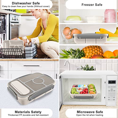 Demiue Lunch Box Kids,Bento Box Adult Lunch Box,Lunch Containers For Adults/Kids/Toddler,5 Compartments Bento Lunch Box With Sauce Vontainers,Microwave & Dishwasher & Freezer Safe,Bpa Free(White) #TOP5