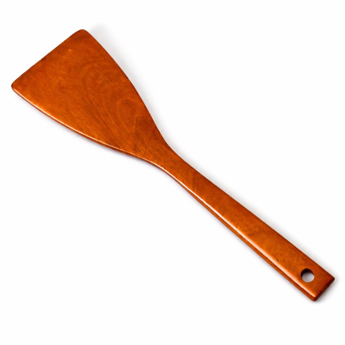 Wooden Lacquered Fry Turner with Beveled Tip