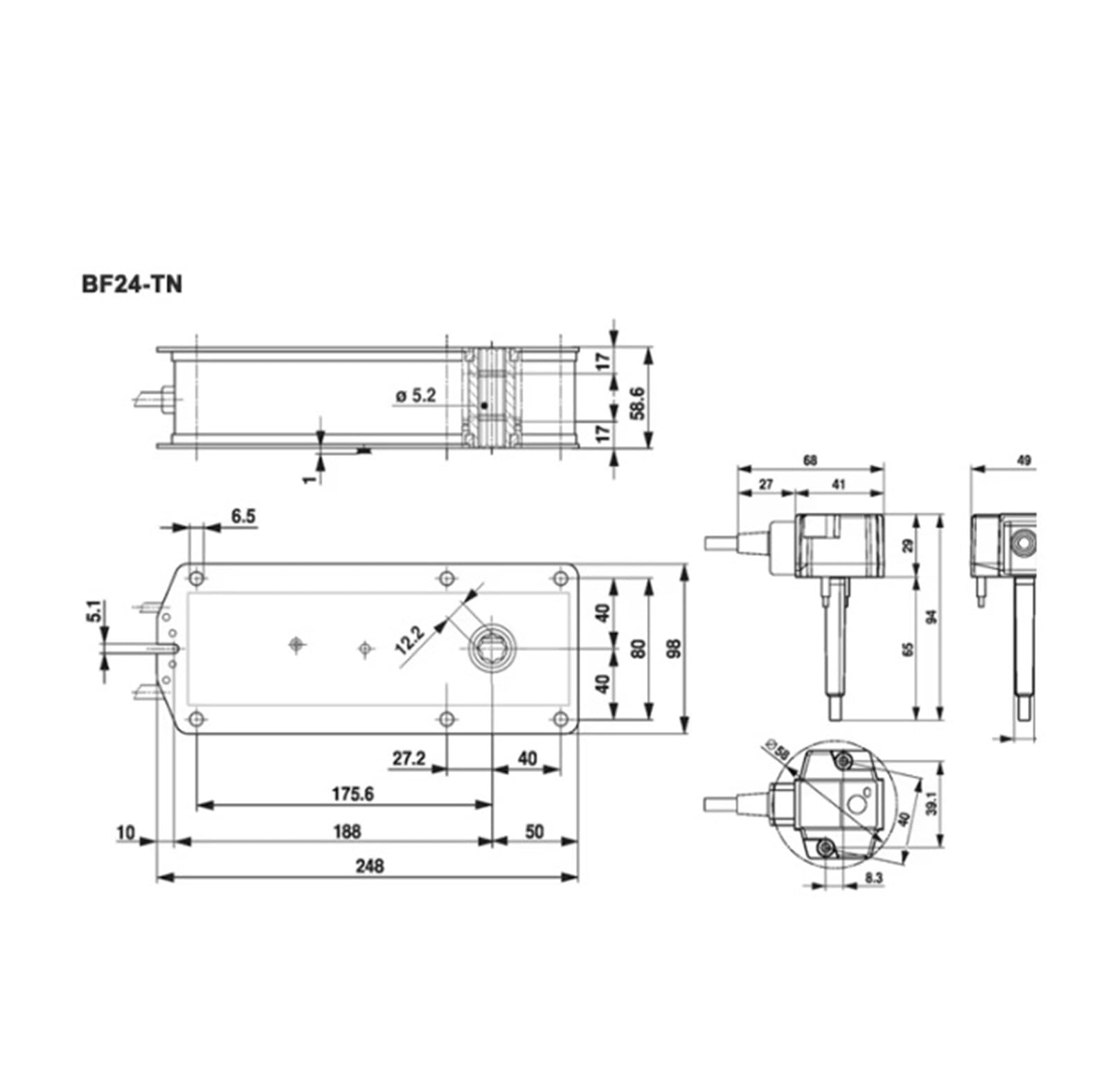 HEXEH Attuatore attuatore Rotante 18NM 12NM BF24 BF24-T BF24-ST AC24V DC24V Serrande Apri-Chiudi in HVAC(BF24-TN)