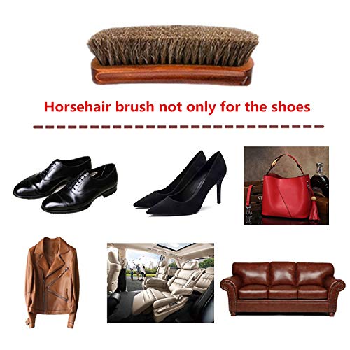 TOBION Polish Shoe Brush Kit Natural Horsehair Bristles Polishing Shine Applicators Clean Daubers Shoe Care Set for Leather Cleaning Shoes Boot and More