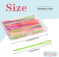 Vista 2 de LUNARM 50 agujas de plástico para hilo, 9cm/3.54 pulgadas ojo grande, agujas de coser de hilo de plástico para lienzo, manualidades, bordado