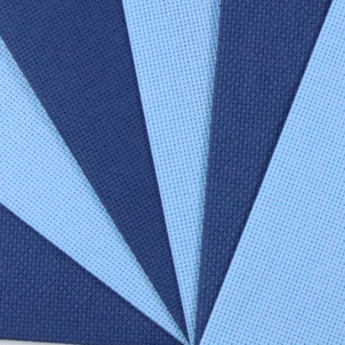 Image of KCS 4 /6 pc of 12 inch x 18 inch(30cmx45cm) 18 Count Cotton Aida Cloth Cross Stitch Fabric (6 pc, Light Blue+Jeans Blue)