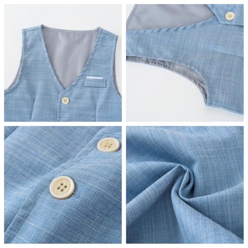Image of Baby Boys' 4-Piece Vest Set with Dress Shirt, Vest, Pants, and Tie