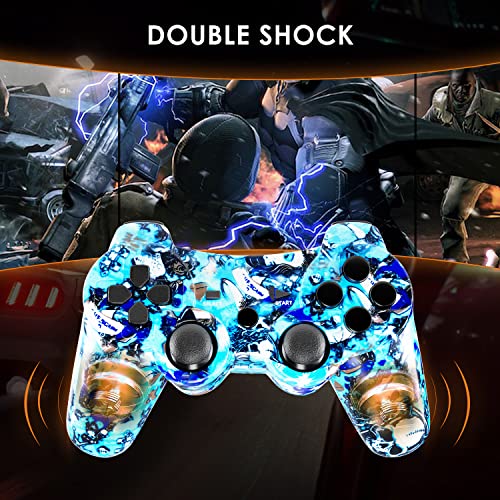Image of Boowen Wireless Controller for PS3, Controller for Sony PlayStation 3, 6-Axis High-Performance Motion Sense Dual Vibration Upgraded Gaming Controller, Compatible with PlayStation 3(Cyberpunk+Wolf)