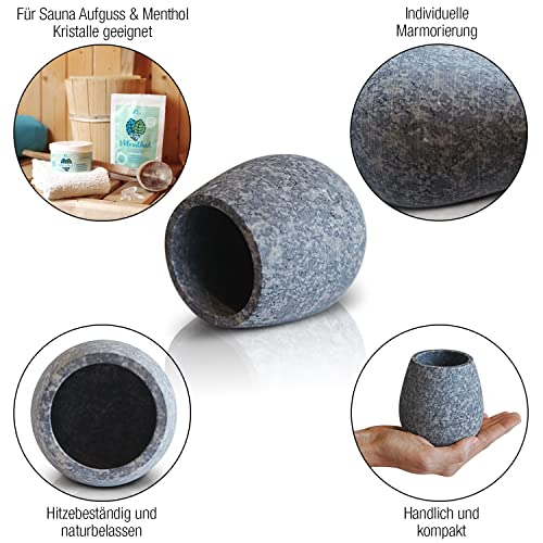 Amazy Sauna Ei aus natürlichem Speckstein (⌀9cm) | Aromaschale, Duftschale und Aufgussstein für Mentholkristalle und… - Image 3