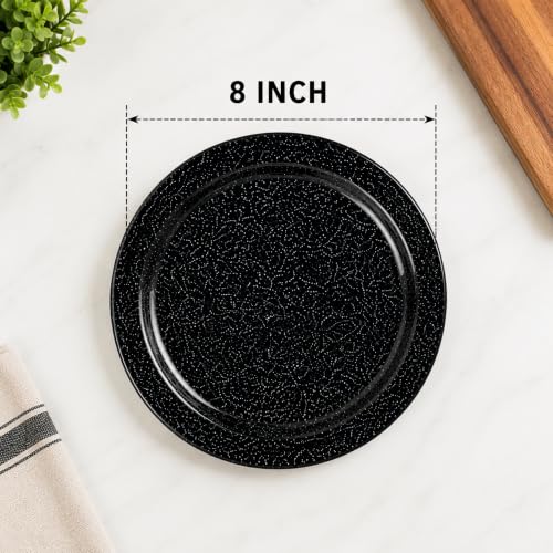 Image of Melvio By Malti Black Granite 3 Piece Quarter Plate | Melamine Dinnerware Set, Premium Dinner Set Crockery Plates Bowls Tableware for Home Dining Kitchen