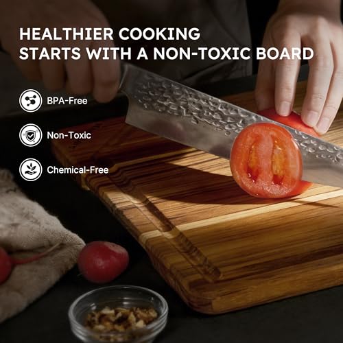 20'' Extra Large Teak Cutting Board Kitchen Non Slip Wood Butcher Block by Nomsters - Used condition - Image 7