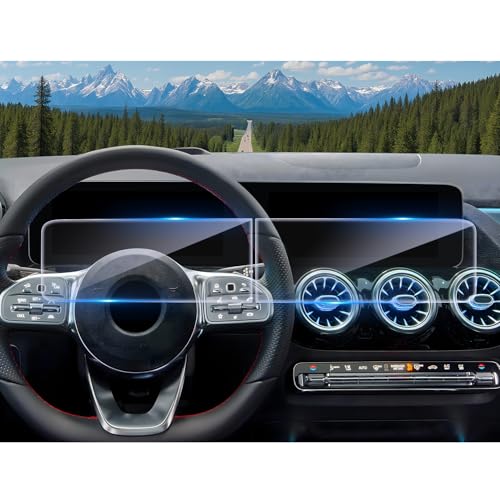 CDEFG 2Pcs Tempered Glass for 2020-2025 Mercedes Benz GLA GLB CLA/ 2022-2024 Mercedes Benz EQB Screen Protector Dual 10.25" Displays, for GLA GLB CLA EQB Accessories Screen Cover