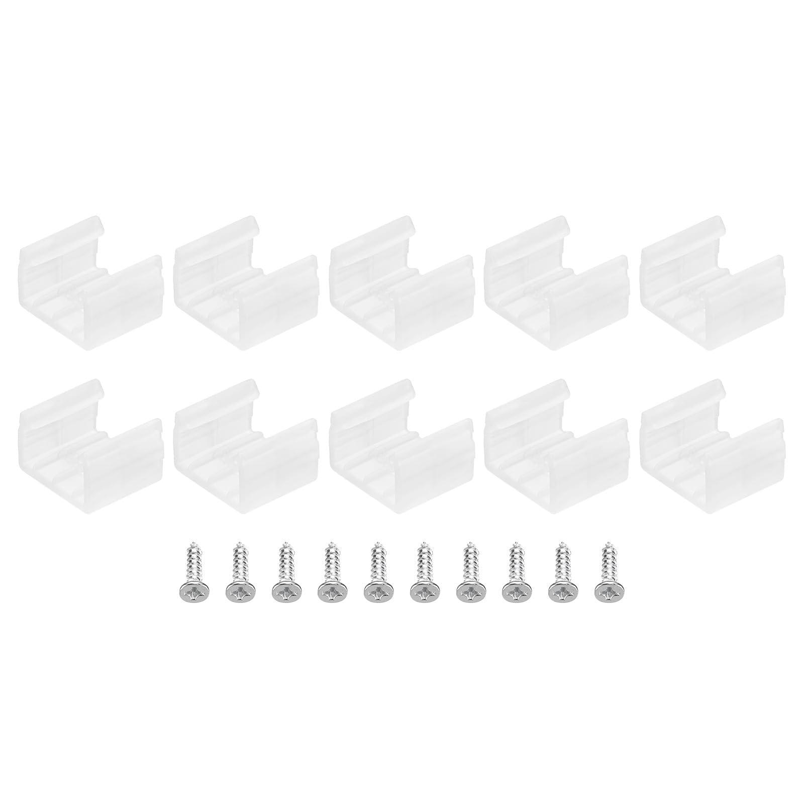 TA-VIGOR 100Pcs LED Strip Light Clips, Mounting Bracket Fixing Clips Plastic Clamp Holders Waterproof LED Strip with Screws for 12-14mm Neon RGB Light Cable Ribbon, Translucent